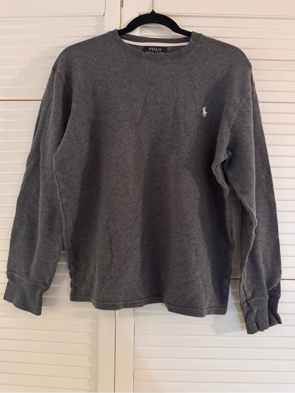 Polo by Ralph Lauren Dark Gray Long-Sleeve Waffle Crewneck